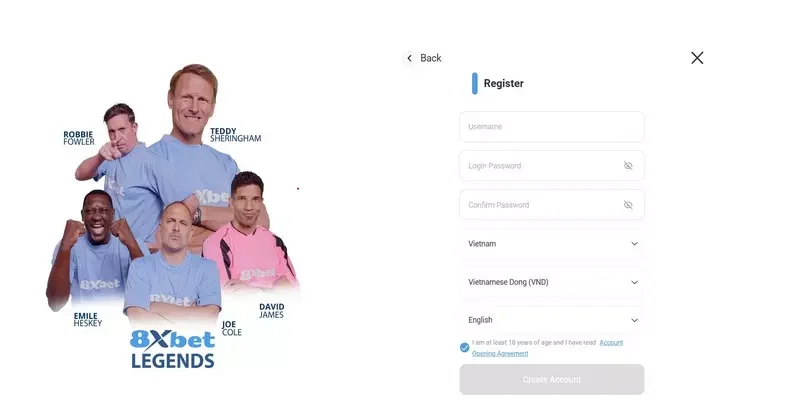 Đăng ký đăng nhập 8XBET trải nghiệm thả ga